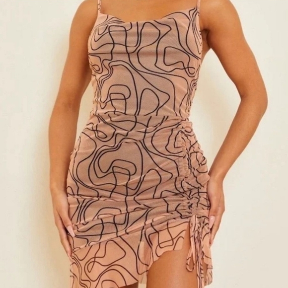 PrettyLittleThing Brown Sleeveless Cowl Neck Slip Dress size 6 NWT - Picture 3 of 15